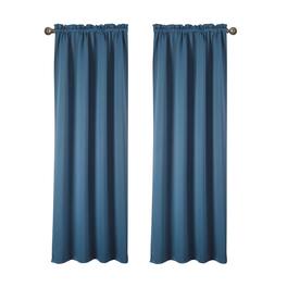 RT Designers Collection - 100% Polyester Twilight Blackout Rod Pocket Curtain Panel 54" x 84" - Blue