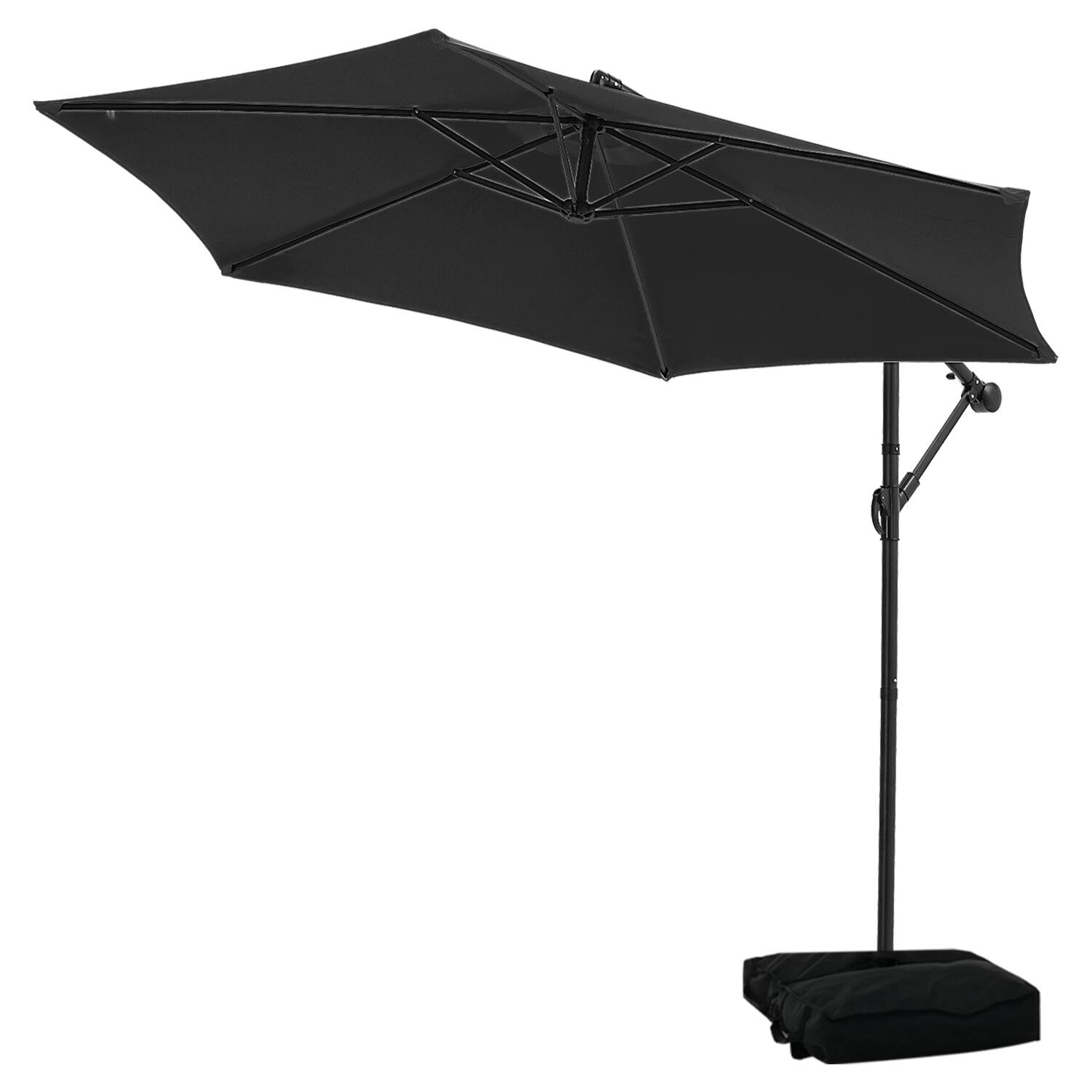Angle. Ainfox - Ainfox 10FT Outdoor Patio Yard Offset Umbrella with Cross Base for Market,Garden,Deck,Backyard,Pool - black.