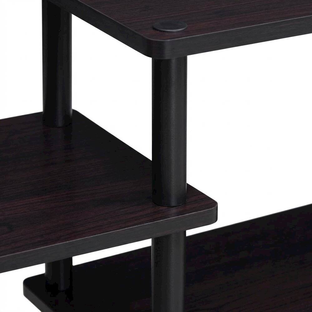 Alt View 2. FurniFact - Dark Walnut Furinno No Tools Entertainment Center with Spacious Storage - Dark Walnut.