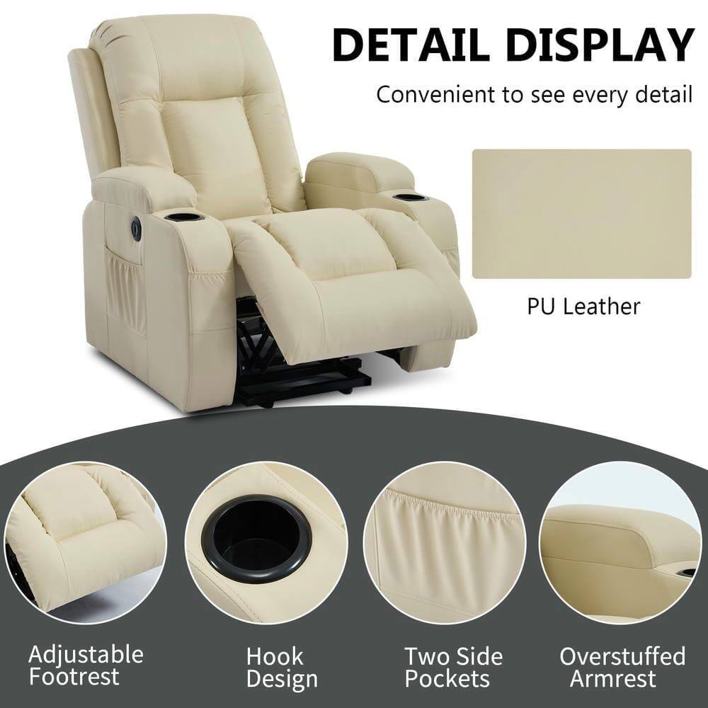 DETAIL DISPLAY  
Convenient to see every detail  

PU Leather  

Adjustable Footrest  
Hook Design  
Two Side Pockets  
Overstuffed Armrest