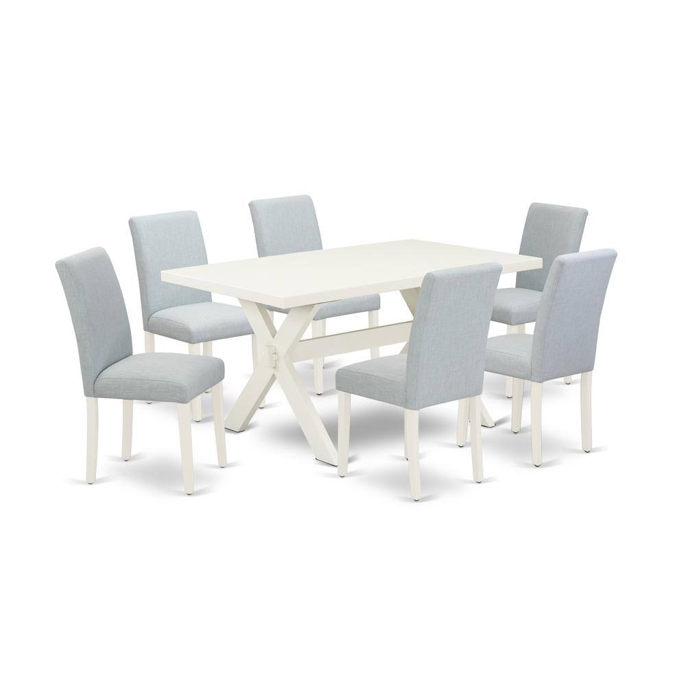 Left. East West Furniture - East West Furniture 7-Piece Kitchen Table Set Includes 6 Dining Chairs with Upholstered Seat and High Back and a - Multi-Color.