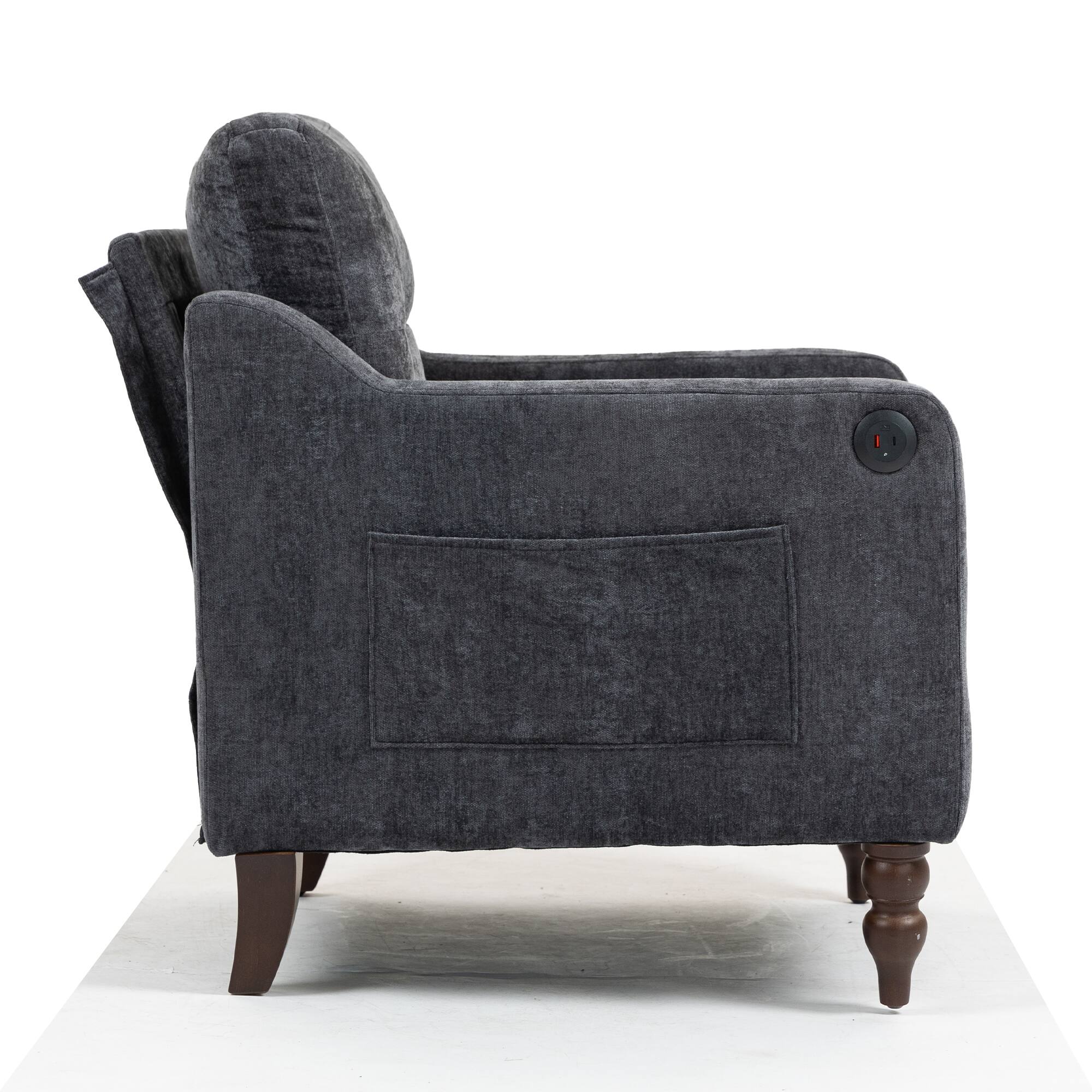 Alt View 10. APRILSOUL - Accent Comfy Chenille Chair Comfy Upholstered Arm Chair Storage for Living Room Bedroom - GREY.