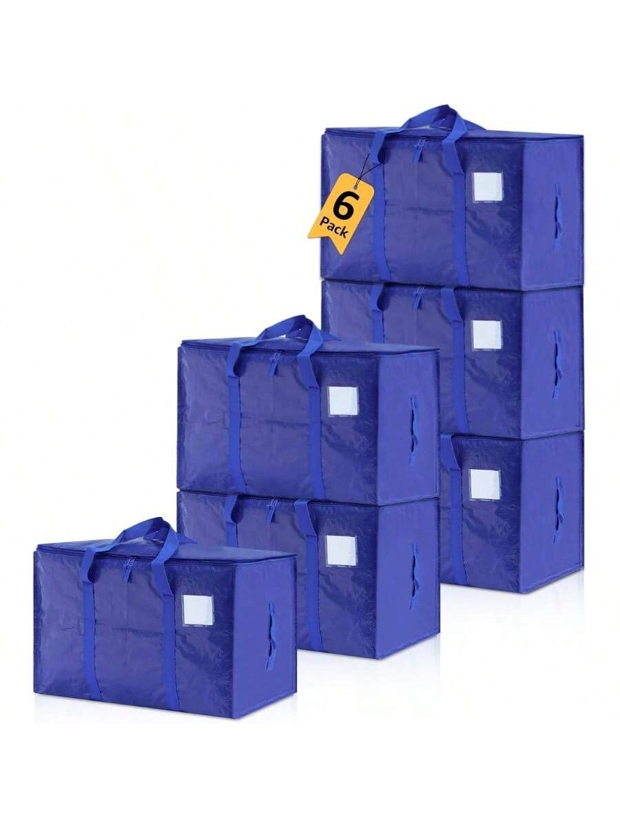 Alt View 9. Live At Space - Moving Bags Heavy Duty Large, Boxes, Supplies Essentials, Blue Storage Bins with Lids, Plastic Packing, Clothes Handles - Initial.