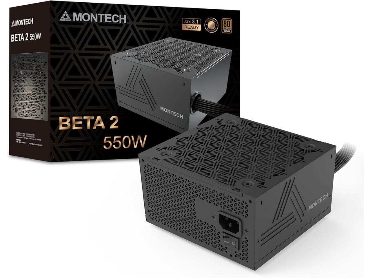 Montech - BETA 2 550W, ATX 3.1, 80+ Bronze, DC-to-DC, Japanese Capacitor, Full Protection