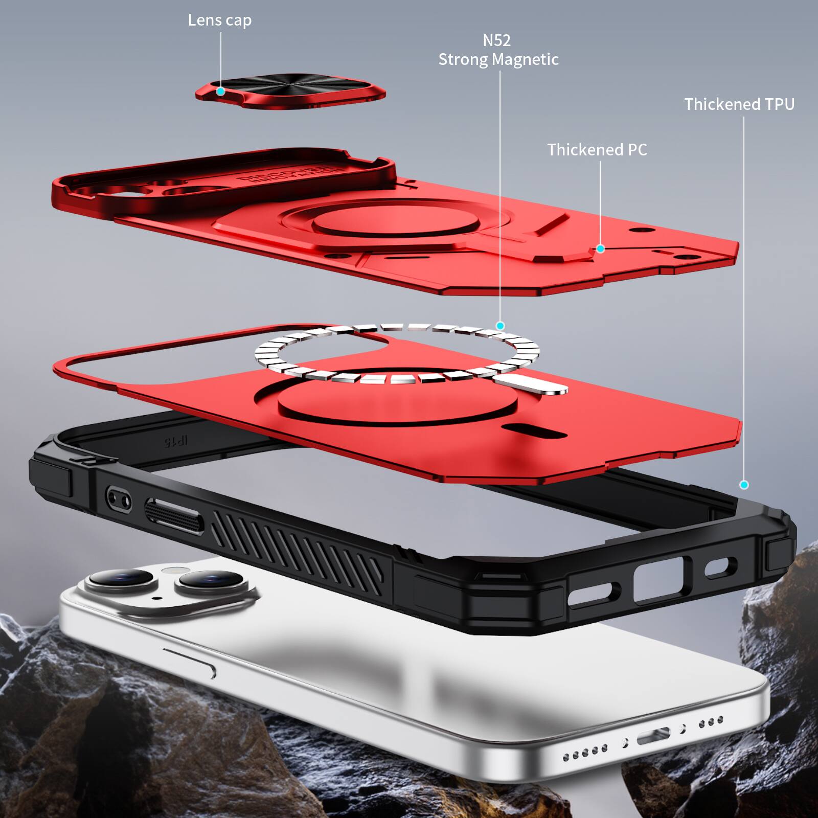 Lens cap N52 Strong Magnetic Thickened TPU Thickened PC IP16