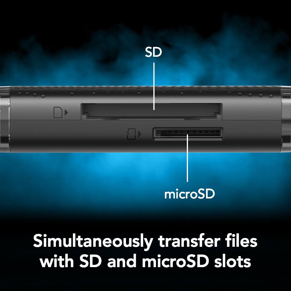 SD microSD

Simultaneously transfer files with SD and microSD slots