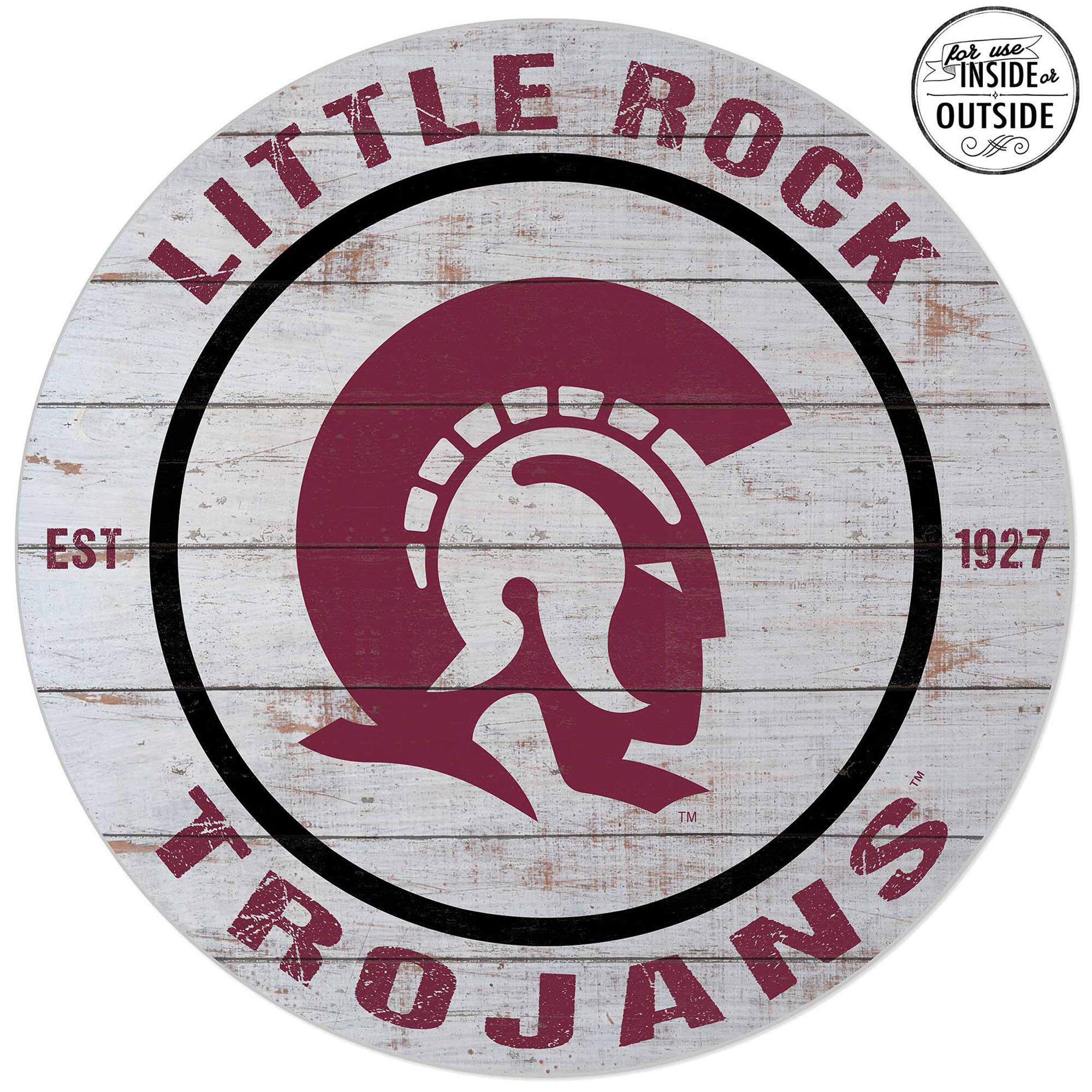 Arkansas Little Rock Trojans 20'' Indoor/Outdoor Weathered Circle Sign