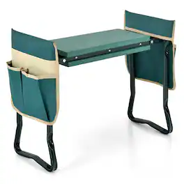 Costway - Garden Kneeler and Seat, Foldable Garden Stool Heavy Duty Gardening Bench - Green+Black