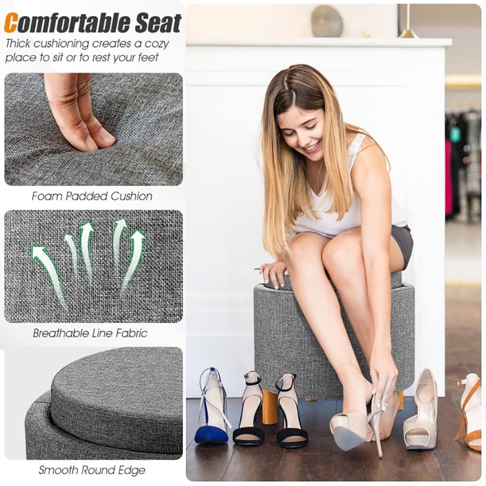 Comfortable Seat  
Thick cushioning creates a cozy place to sit or to rest your feet  

Foam Padded Cushion  
Breathable Line Fabric  
Smooth Round Edge