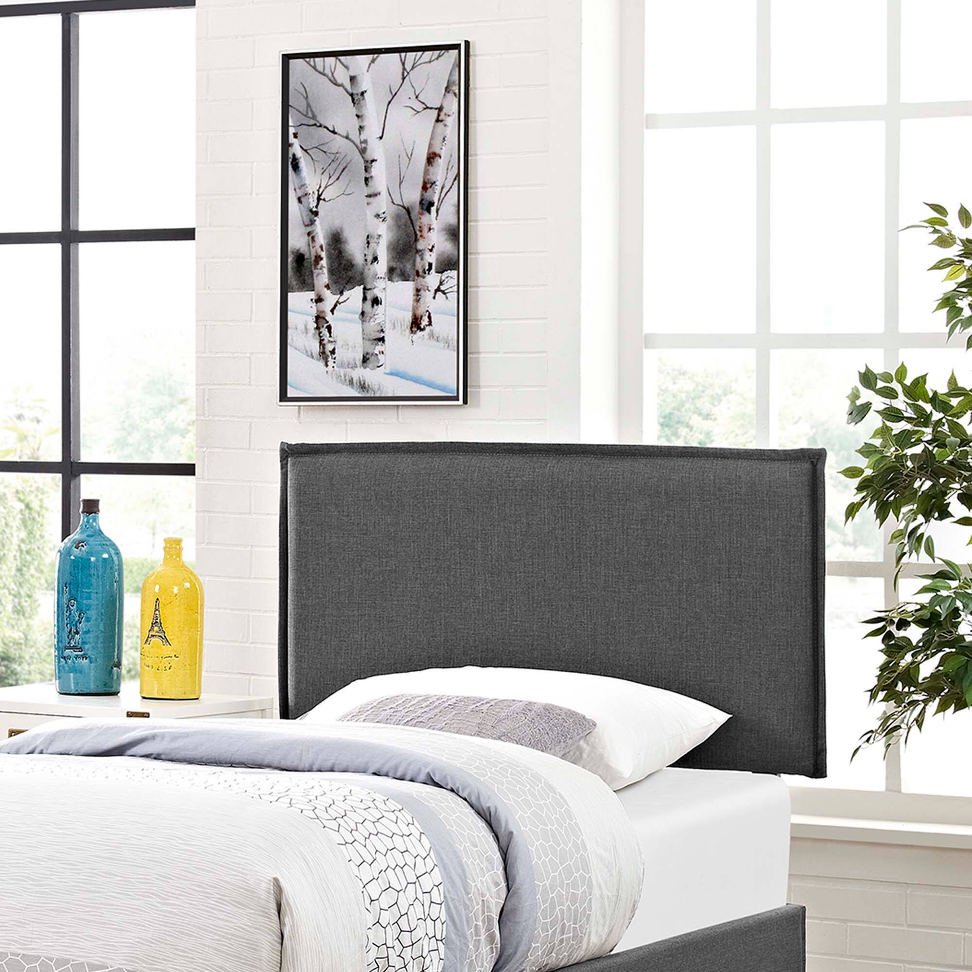 Back. Modway - Camille Upholstered Fabric Twin Headboard by Modway - Gray.