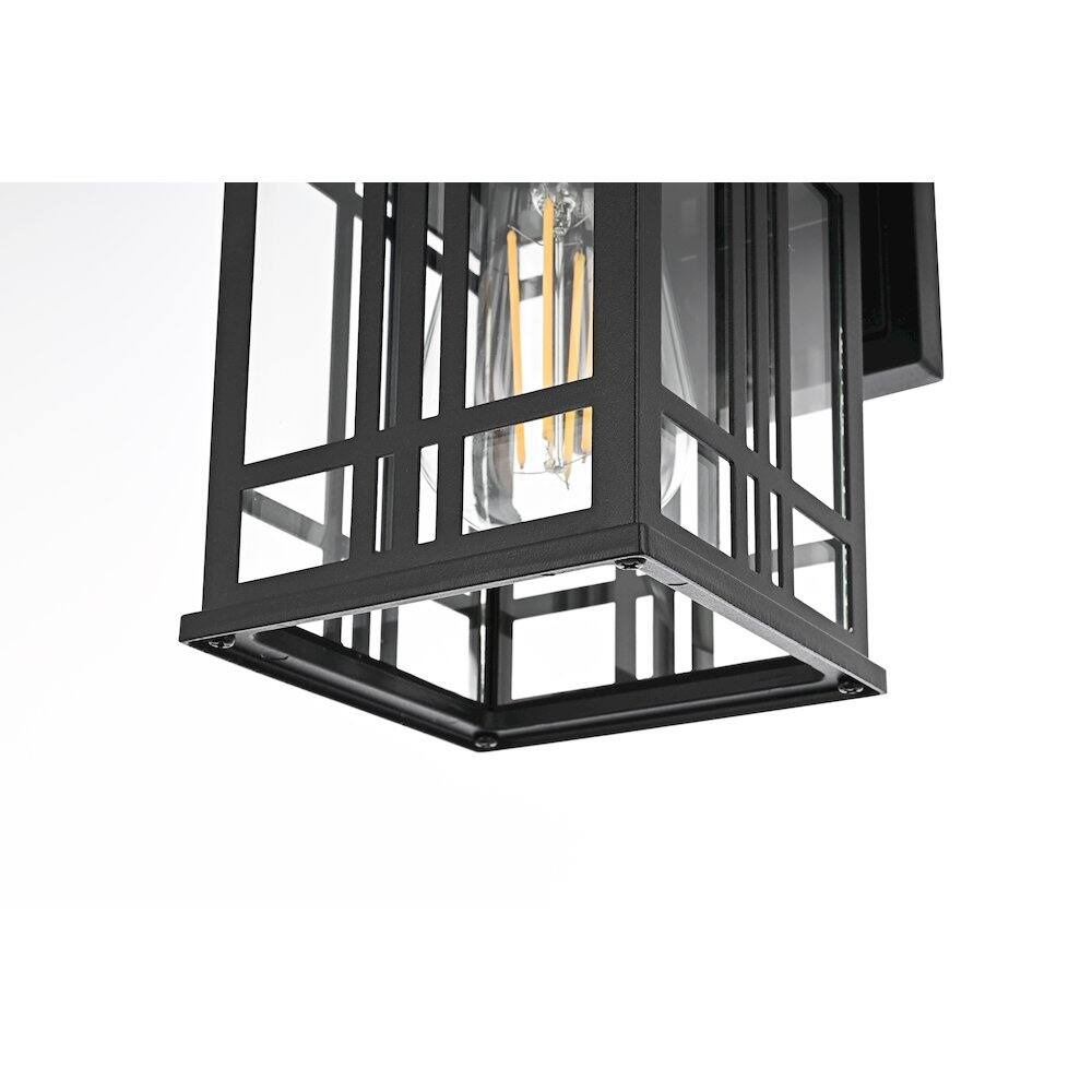 Alt View 1. Elegant Lighting - Harley 12 inch Outdoor Wall sconce in Black - Black And Clear.