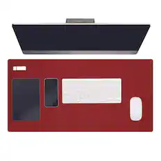 Front. Unique Bargains - 47.2" x 23.6" Large Felt Desk Pad, Non-Slip Desk Mat Full Table Mouse Pad for Laptop Computer Writing Desk Gaming Home - Wine Red.