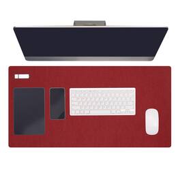 Unique Bargains - 47.2" x 23.6" Large Felt Desk Pad, Non-Slip Desk Mat Full Table Mouse Pad for Laptop Computer Writing Desk Gaming Home - Wine Red