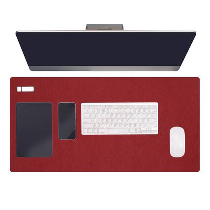 Front. Unique Bargains - 47.2" x 23.6" Large Felt Desk Pad, Non-Slip Desk Mat Full Table Mouse Pad for Laptop Computer Writing Desk Gaming Home - Wine Red.
