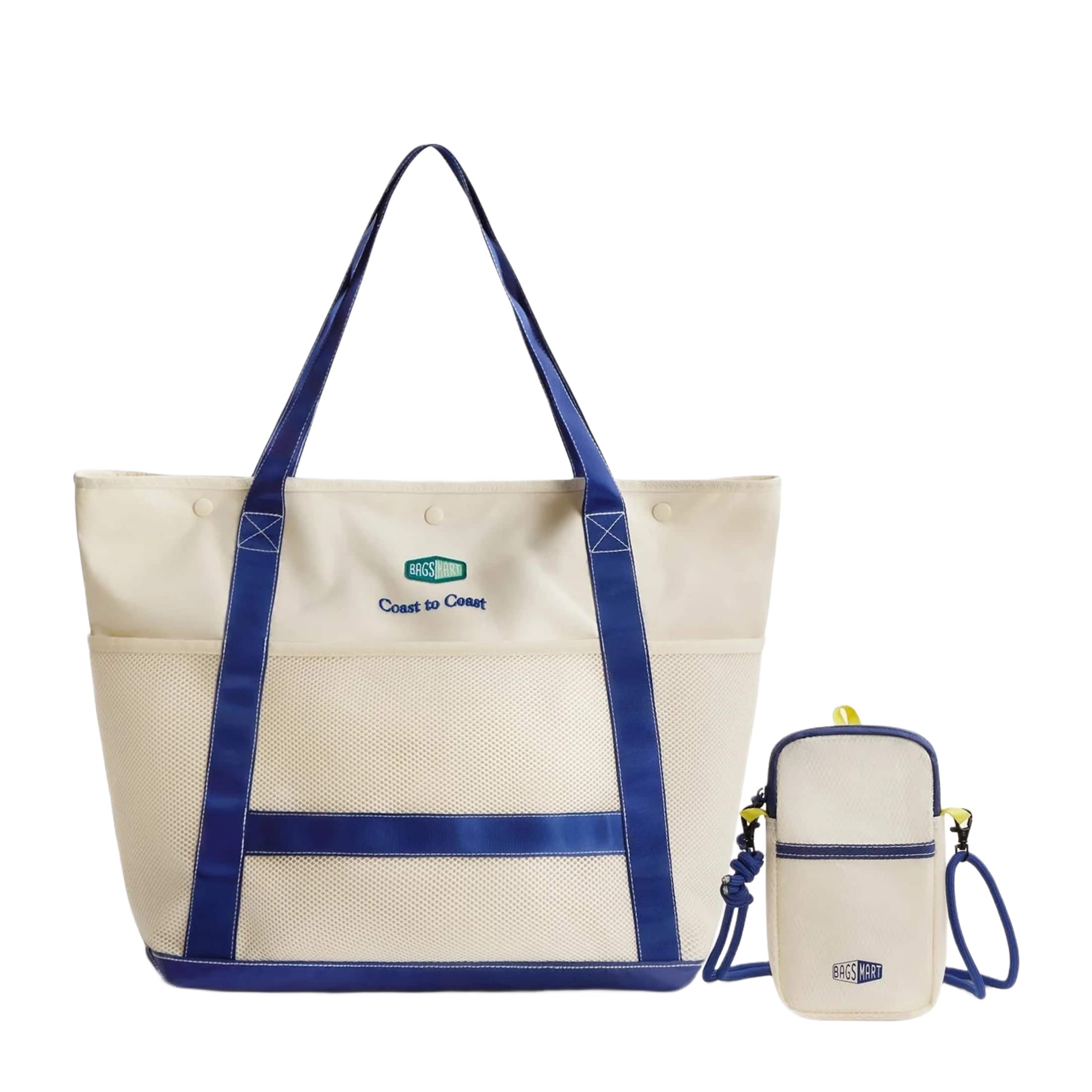 Bagsmart - Coast 40L Beach Tote, Lightweight Water-Repellent Tote for Beach, Travel & Everyday Use - Ivory