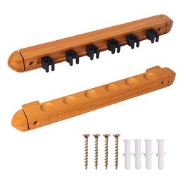 GSE Games & Sports Expert - 2-Piece Wood 6 Billiard Pool Cue Rack Wall Mounted Holders, Pool Cue Sticks Wall Rack Set - Oak