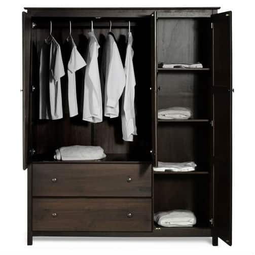 Hivvago - Wood Finish Bedroom Wardrobe Armoire Cabinet Closet - Espresso
