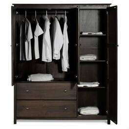 Hivvago - Wood Finish Bedroom Wardrobe Armoire Cabinet Closet - Espresso