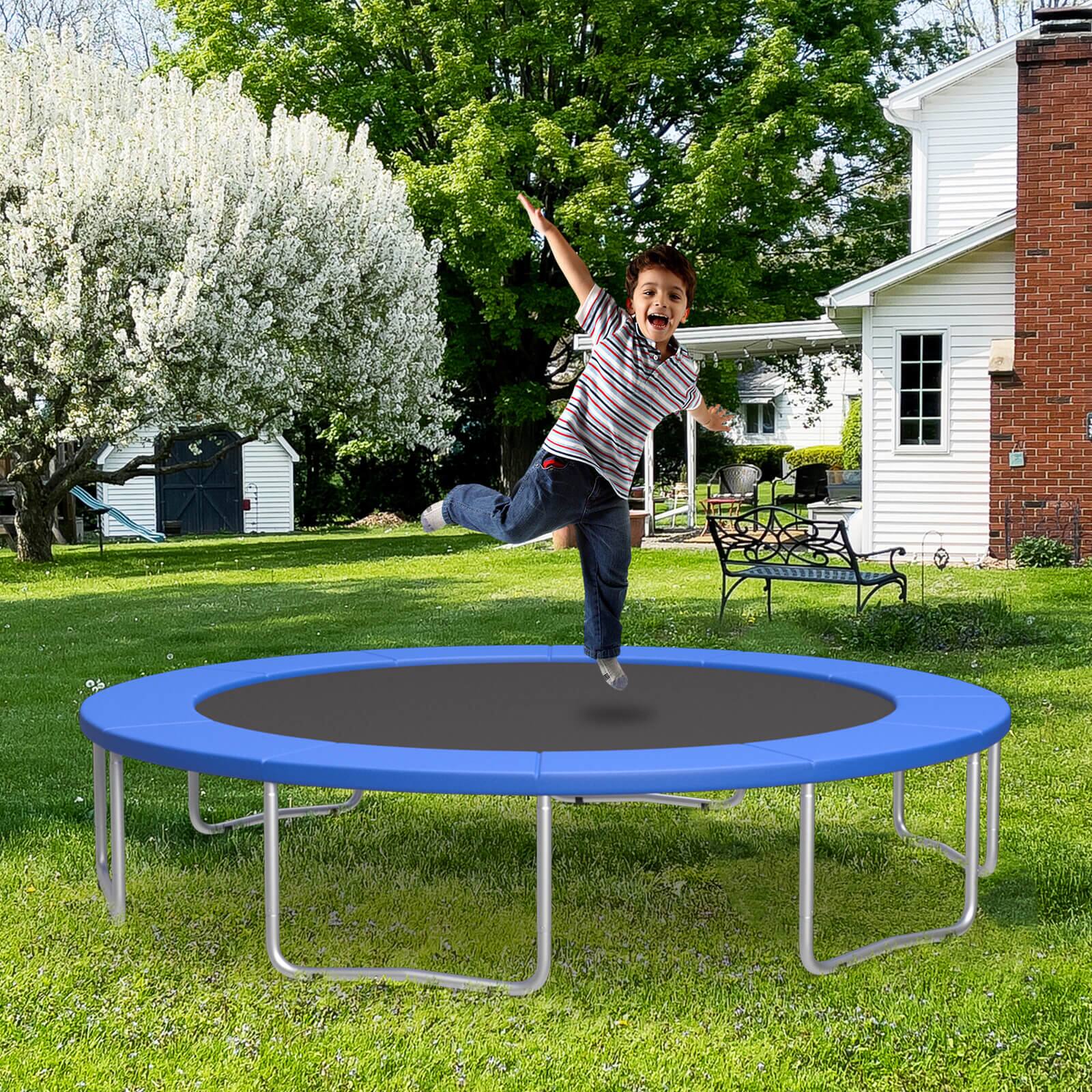 Alt View 3. Gymax - Gymax Universal 16FT Split Trampoline Spring Cover w/Hook & Loop Fastener Waterproof Blue - Blue.