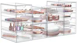 Sorbus - Makeup Organizer With Drawers, Acrylic Drawer Organizer for Makeup, Office Organization and Storage - Clear - Clear 16 Drawers