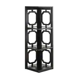 FurniFact - 3-Tier Corner Bookcase with Space-Saving Design and Durable Finish - Black