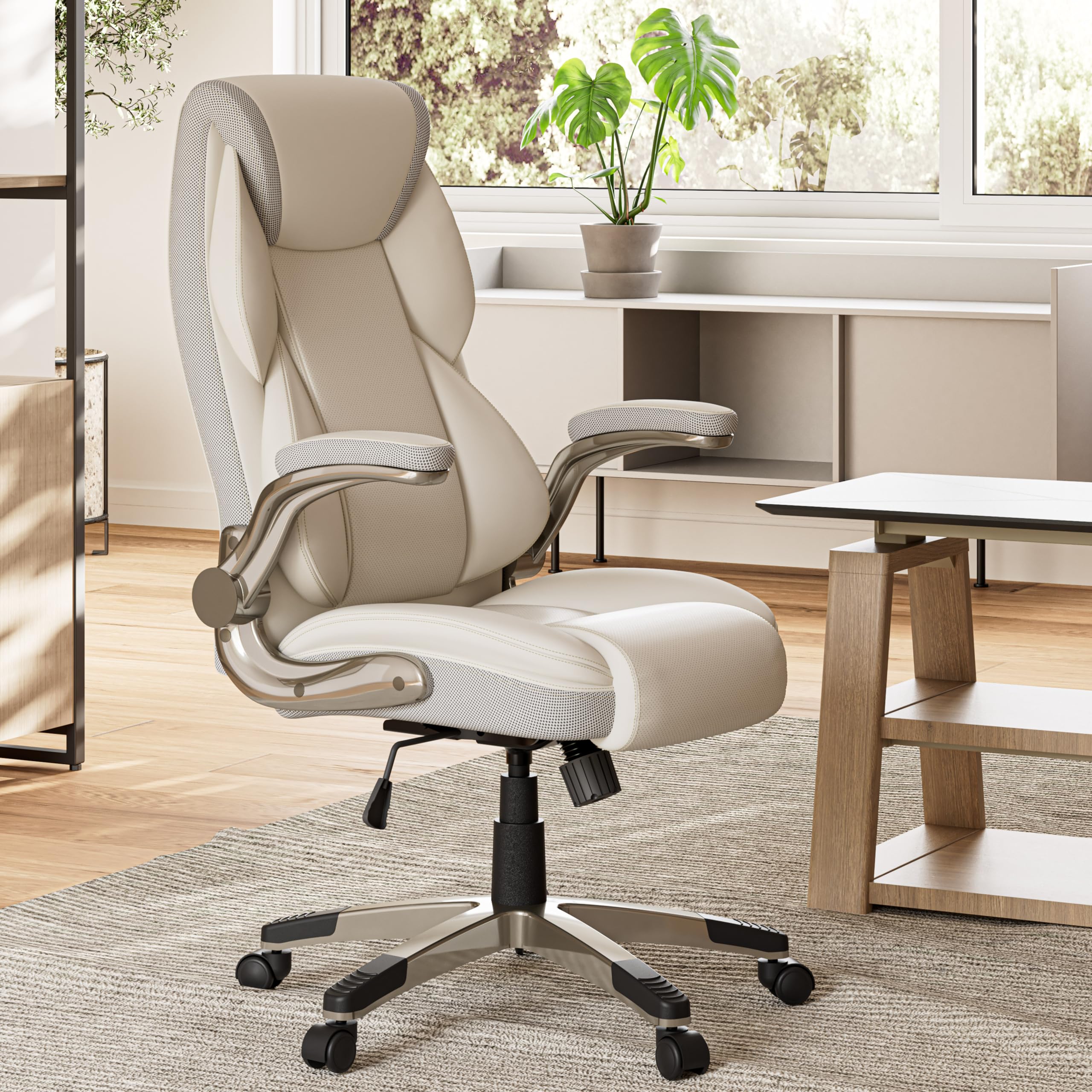 Alt View 4. Eureka Ergonomic - Ergonomic Computer Office Chair Executive Chair PU Leather High Back - Off White.
