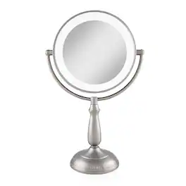 Zadro - LED Lighted Makeup Mirror with Touch Control and Magnification Options 5X, 10X, 12X - Satin Nickel
