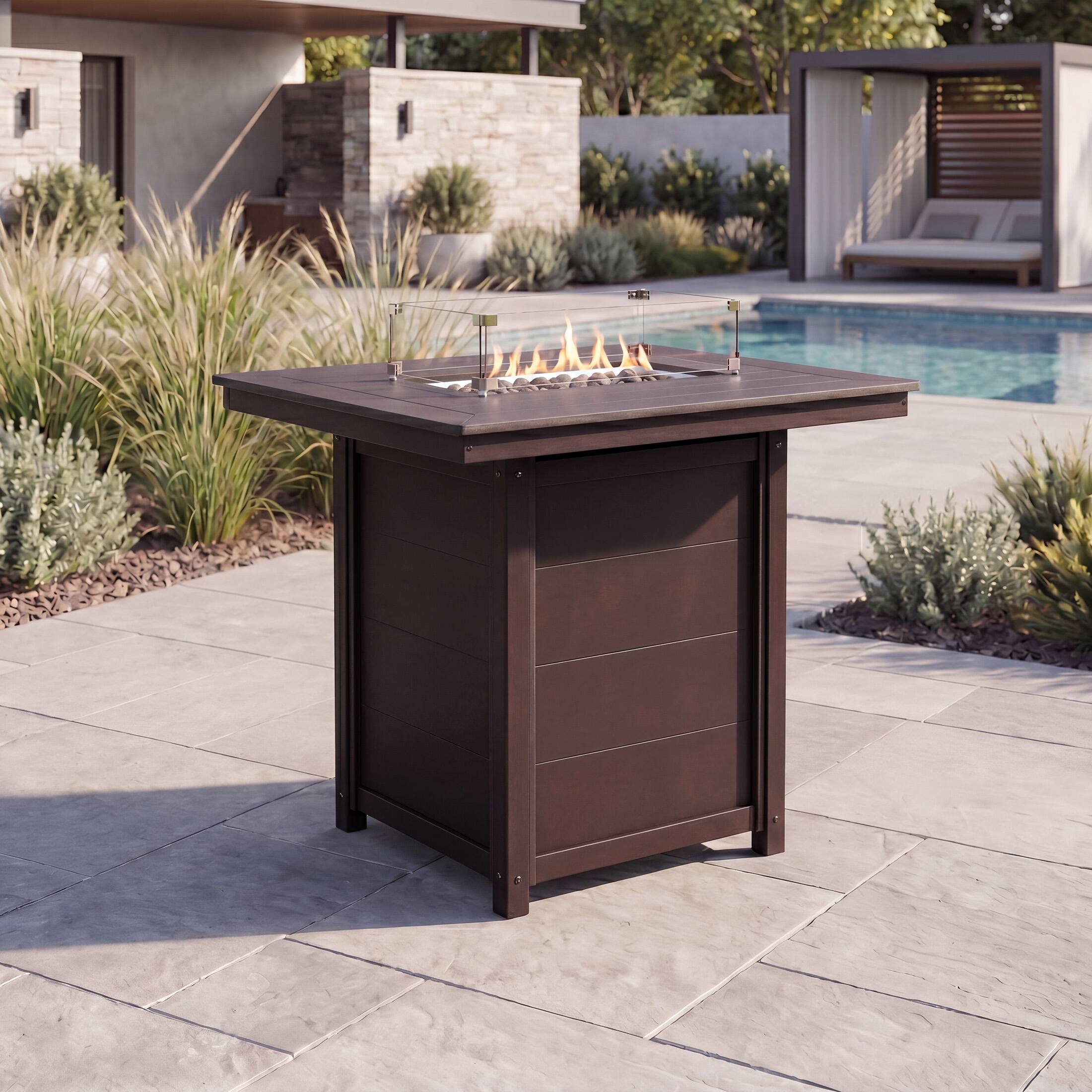 Angle. WestinTrends - WestinTrends Helios 46" Modern Outdoor Patio Gas Propane Rectangle Fire Pit Table - Dark Brown.