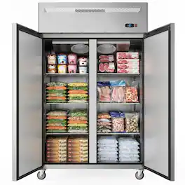 Coolake - 48"W 36 Cu.Ft. Commercial Upright Freezer for Restaurant Garage School Church, -8 to 0℉ - Stainless Steel