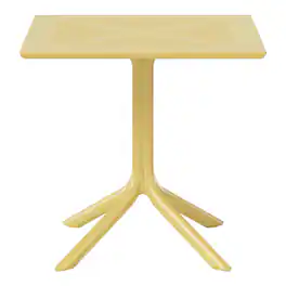 WestinTrends - Playa 31.5" Square Plastic Outdoor Patio Dining Table for 4 - Yellow