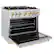Left. ZLINE - ZLINE Autograph 36 in. Classic Satin Steel Gas Range w/ 6 Burners & Gold Accents (CGRSZ-36-G) - Stainless Steel.