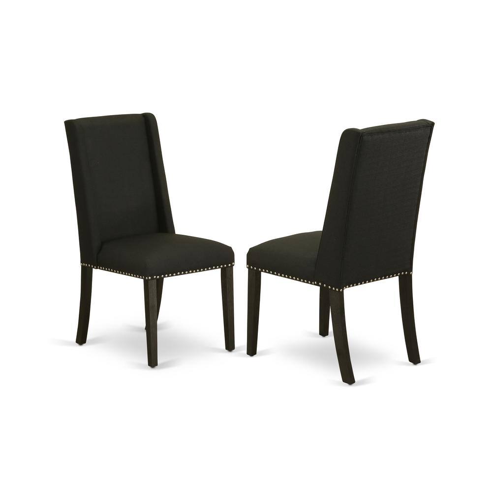 Front. East West Furniture - Dining Chair Wirebrushed Black - Brown.
