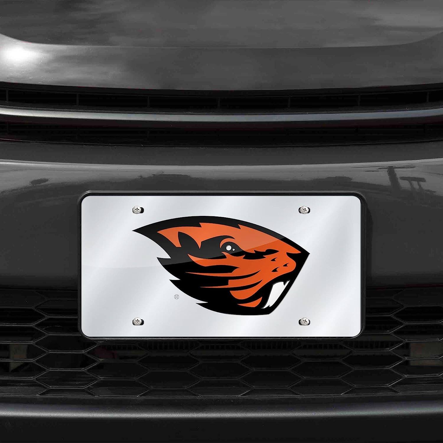 Alt View 1. Rico Industries - Oregon State Beavers Mirrored Laser Cut License Plate Laser Tag - Multi.