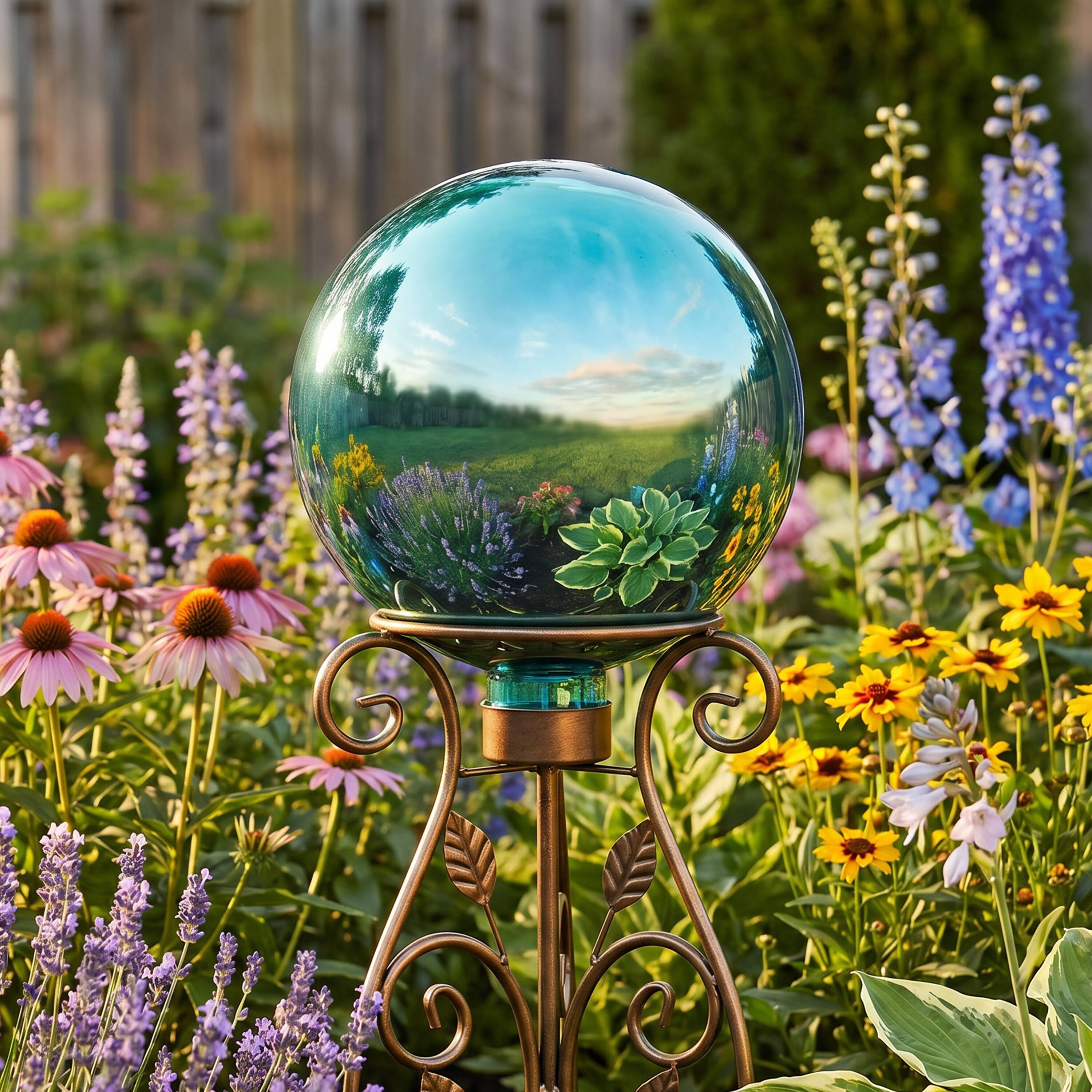 Alt View 7. Sunnydaze - Mirrored Surface Gazing Globe - 10 in - Aqua.