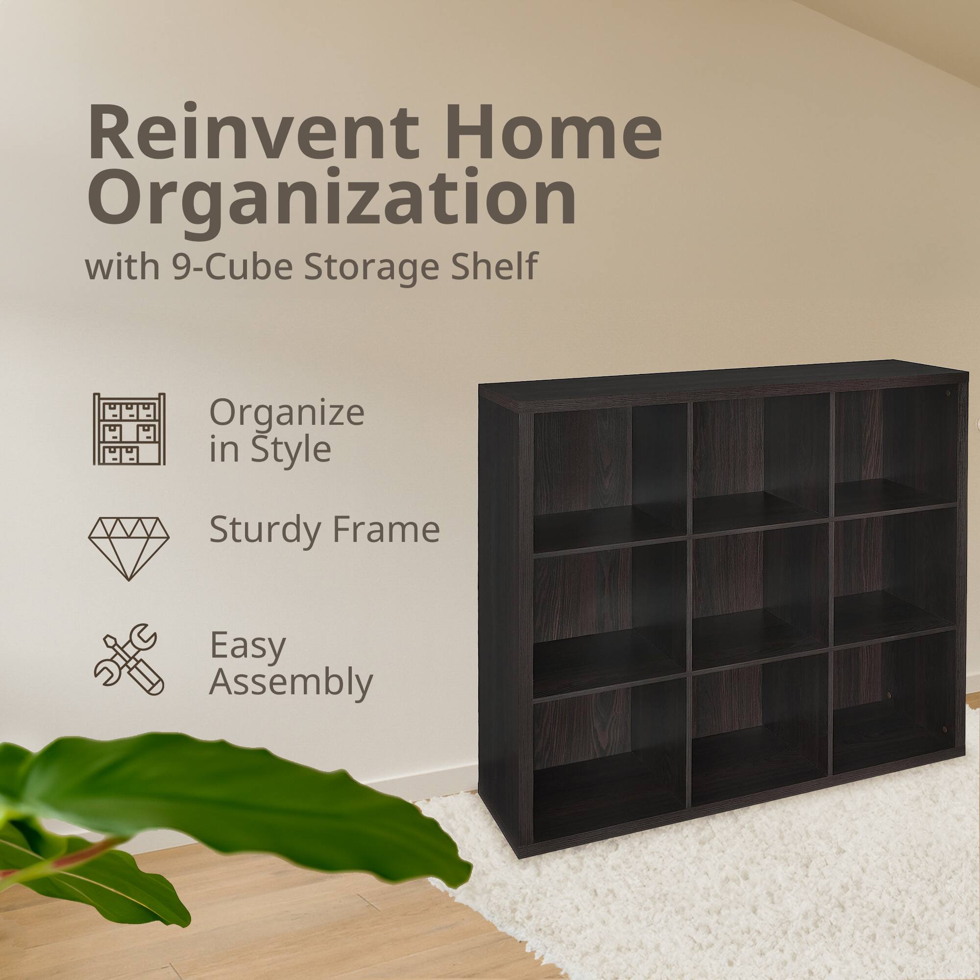 Reinvent Home Organization with 9-Cube Storage Shelf

- Organize in Style
- Sturdy Frame
- Easy Assembly