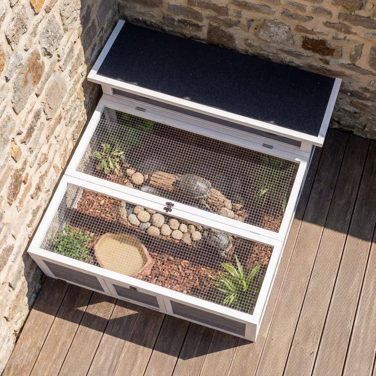 Alt View 9. PULUZ - ortoise Habitat Openable Top Wooden Tortoise Enclosure Run Area and Clear Window.