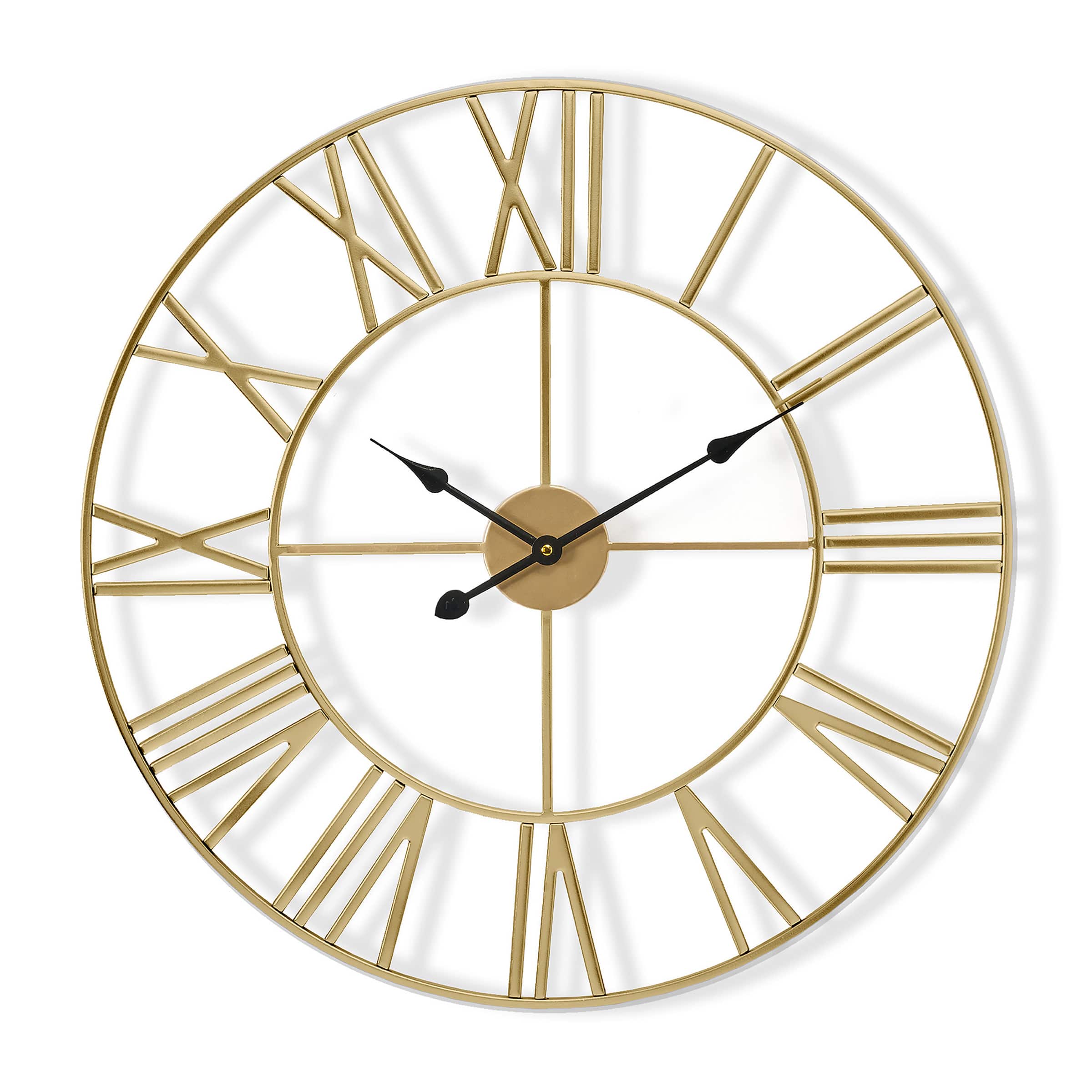 Sorbus - Large Wall Clock for Living Room, Roman Numeral Wall Clock, 12 inch Wall Clock, Battery Operated Analog Clock - Gold