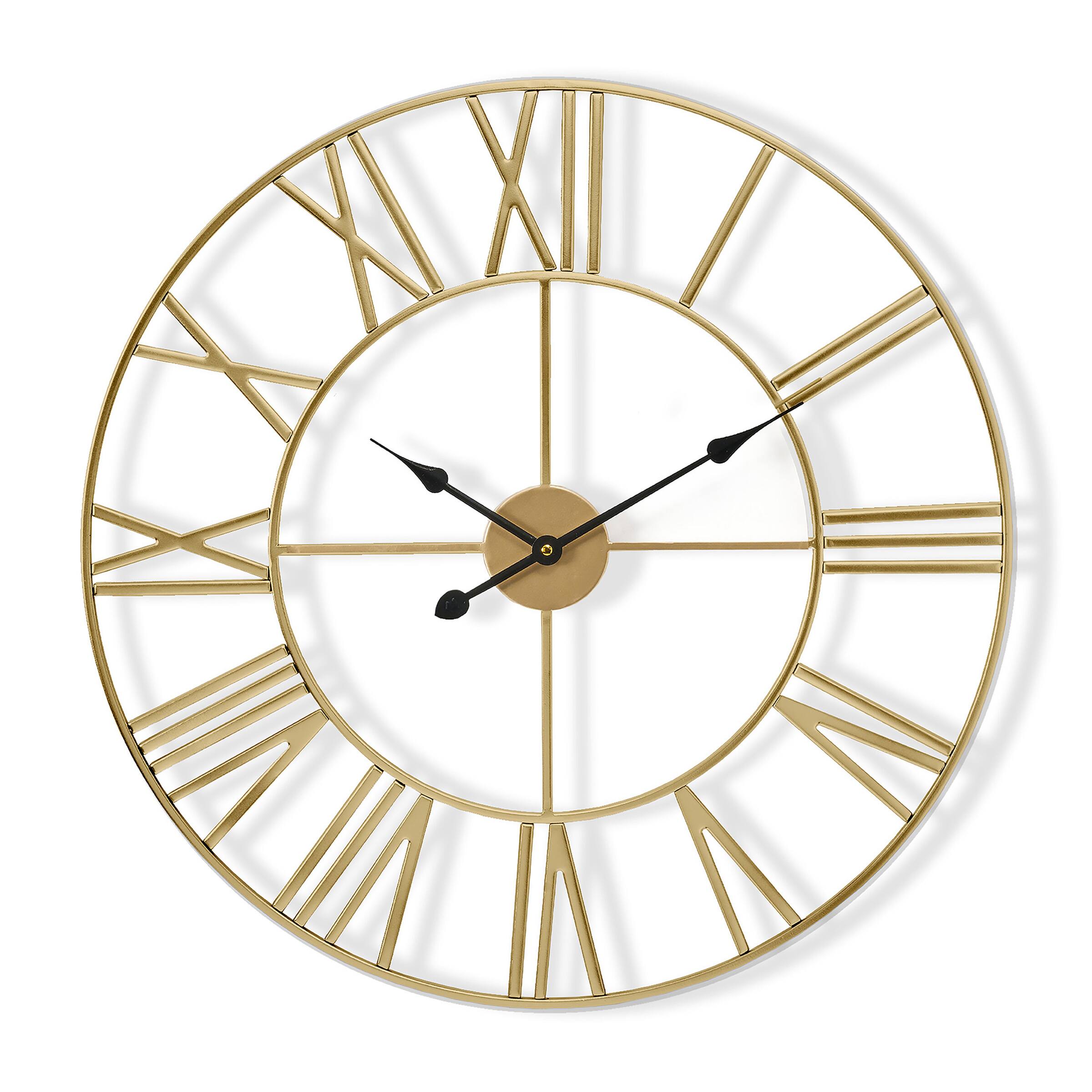 Sorbus - Large Wall Clock for Living Room, Roman Numeral Wall Clock, 12 inch Wall Clock, Battery Operated Analog Clock - Gold
