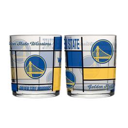 Logo Brands - Golden State Warriors 12oz. Quilted Stained Two-Pack Rocks Glass Set - Multicolor