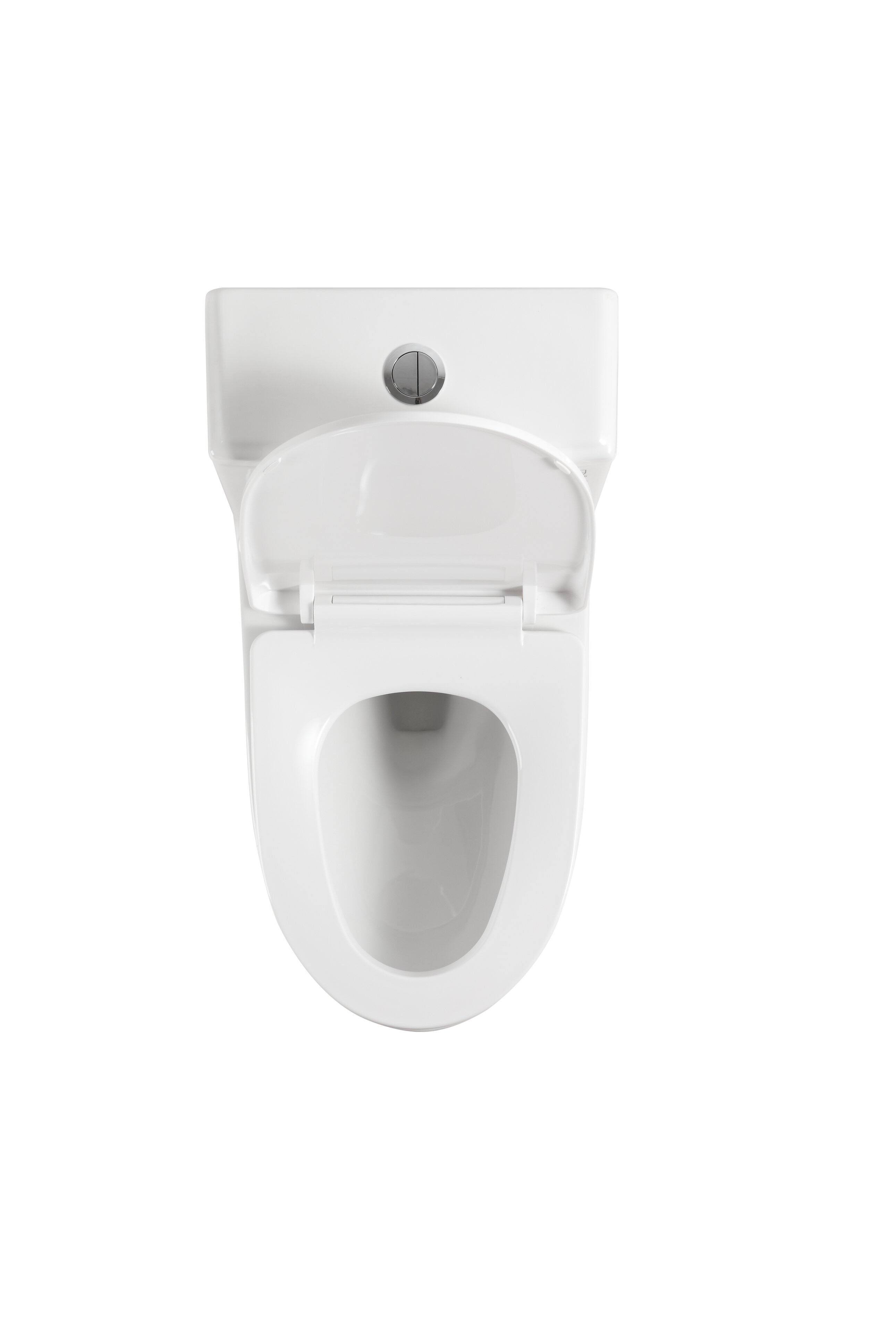 Alt View 9. Loheer - Loheer Elongated One Piece Toilet, Comfort Height, Dual Flush, White Ceramic - White.