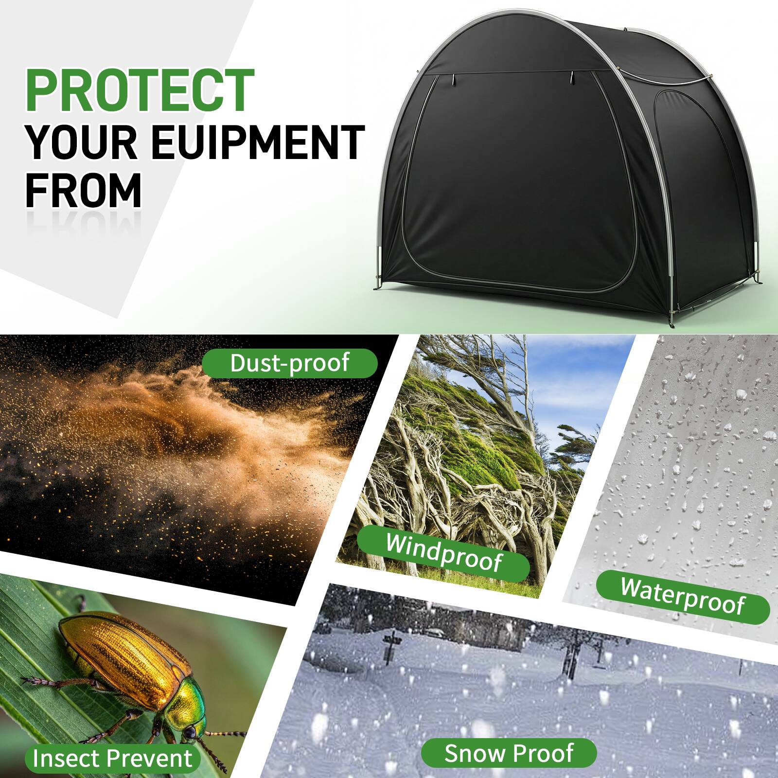 PROTECT YOUR EQUIPMENT FROM

- Dust-proof
- Windproof
- Waterproof
- Insect Prevent
- Snow Proof