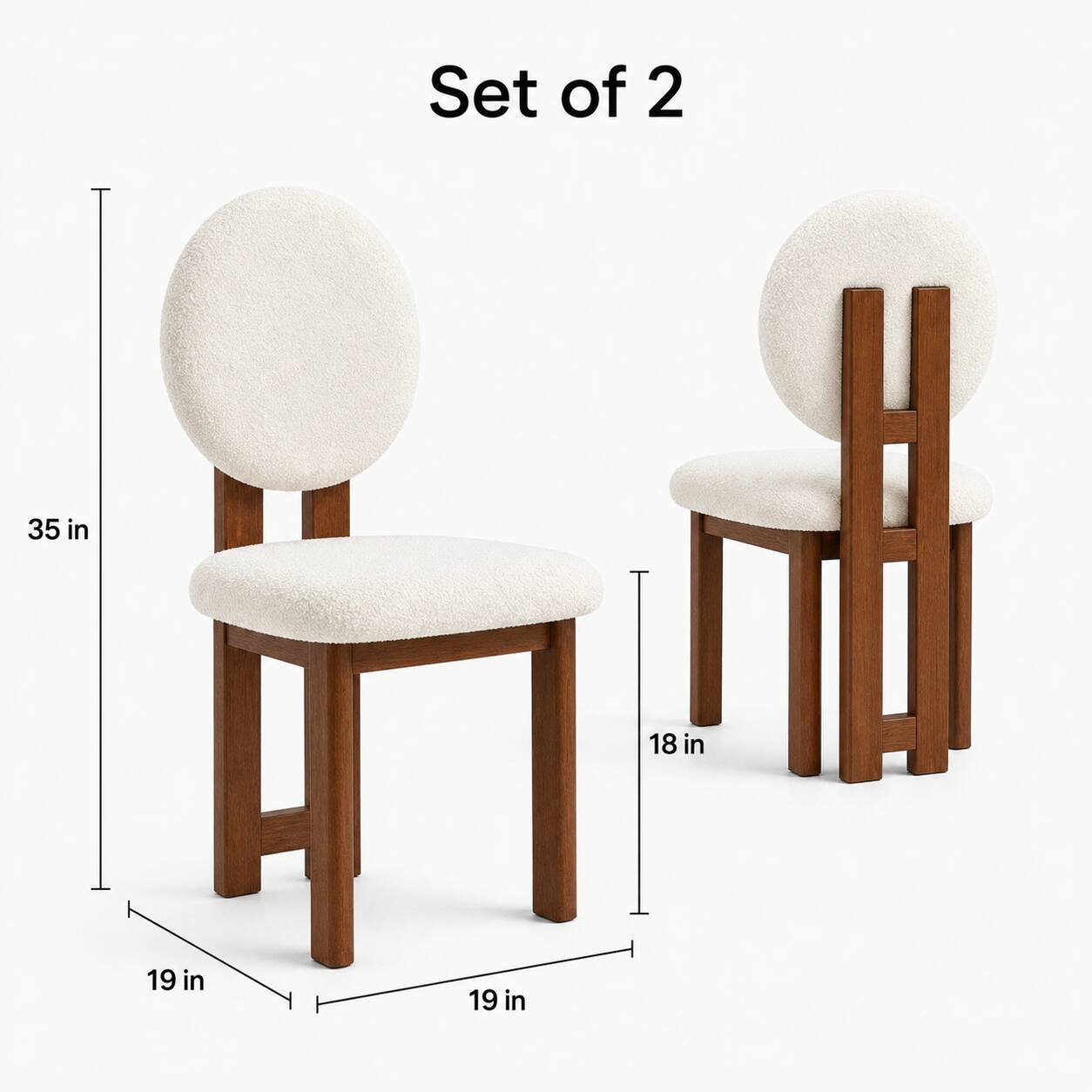 Alt View 2. VIVZONE - Set of 2 Fabric Side Chair Dining Chair - Brown,White.
