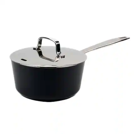 Front. Alva - Alva Maestro Nonstick Ceramic Saucepan with Lid 2Qt. - Easy to Clean, Oven Safe and Toxin-Free Cookware - Black.
