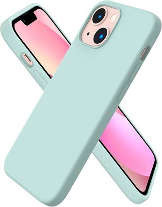 Front. Ornarto - ORNARTO Compatible with iPhone 13 Mini Case 5.4", Slim Liquid Silicone 3 Layers Full Covered Cover-Mint Green - Mint Green.