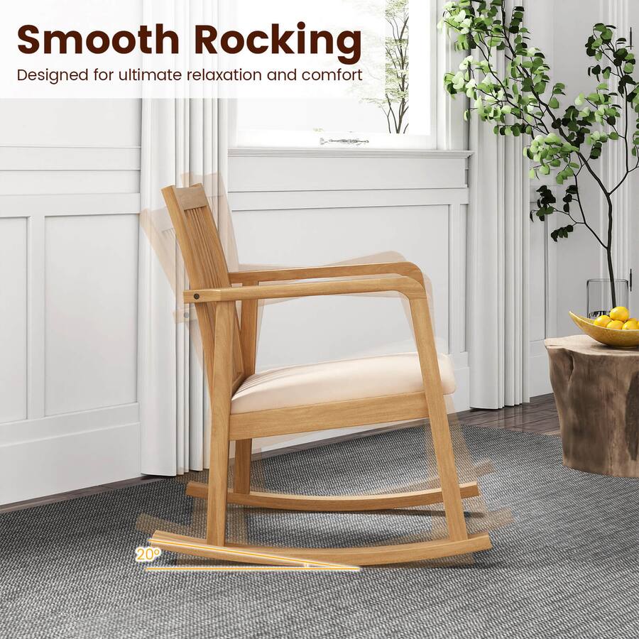 Smooth Rocker Chair Costway 2 PCS Rocking Chair with Cushioned Seat, Slatted Back & Curved ...