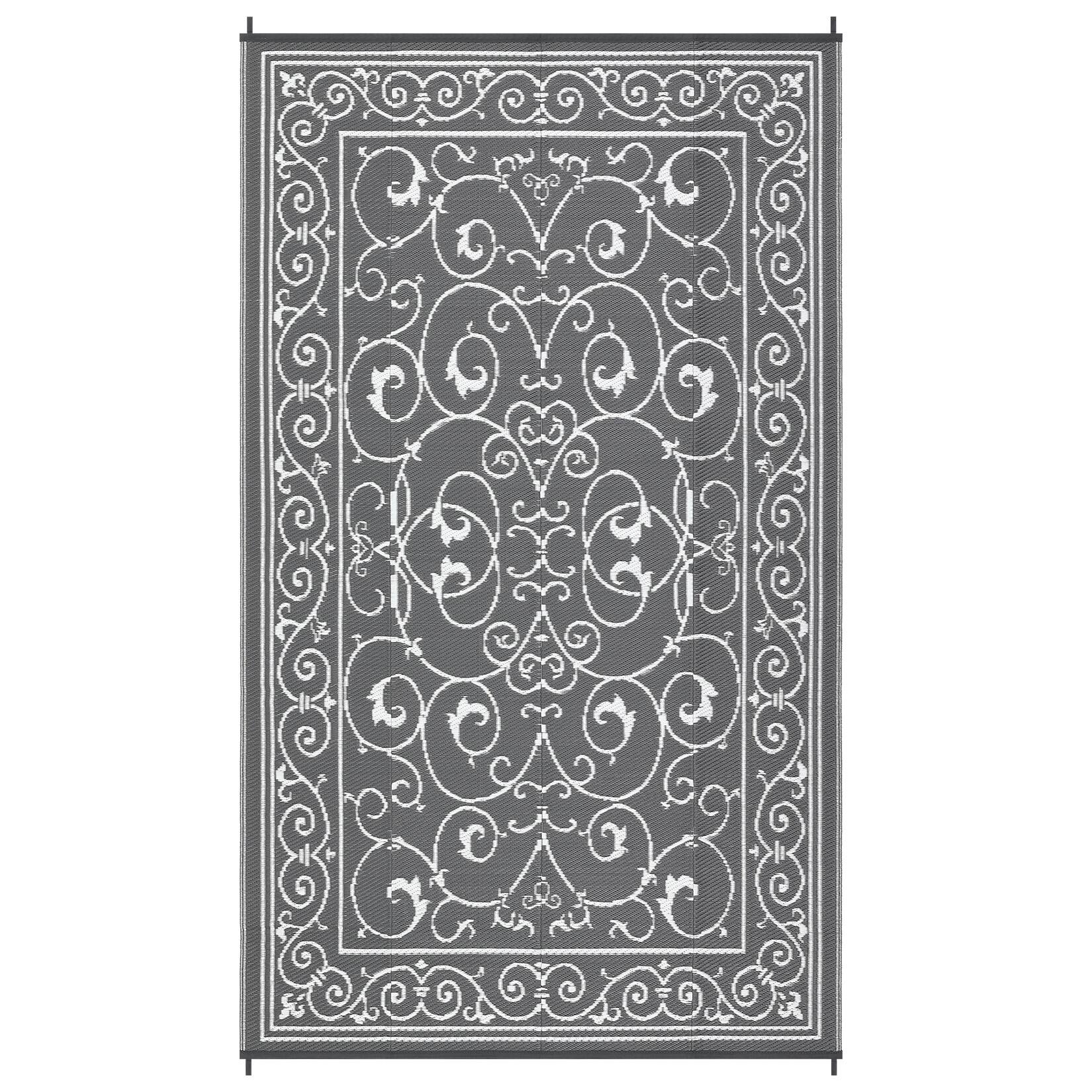 Front. GAOMON - Modern European Outdoor Area Rug Washable Stain Resistant Durable Edges Waterproof Breathable Mat for RV Trip Picnic - Grey White.
