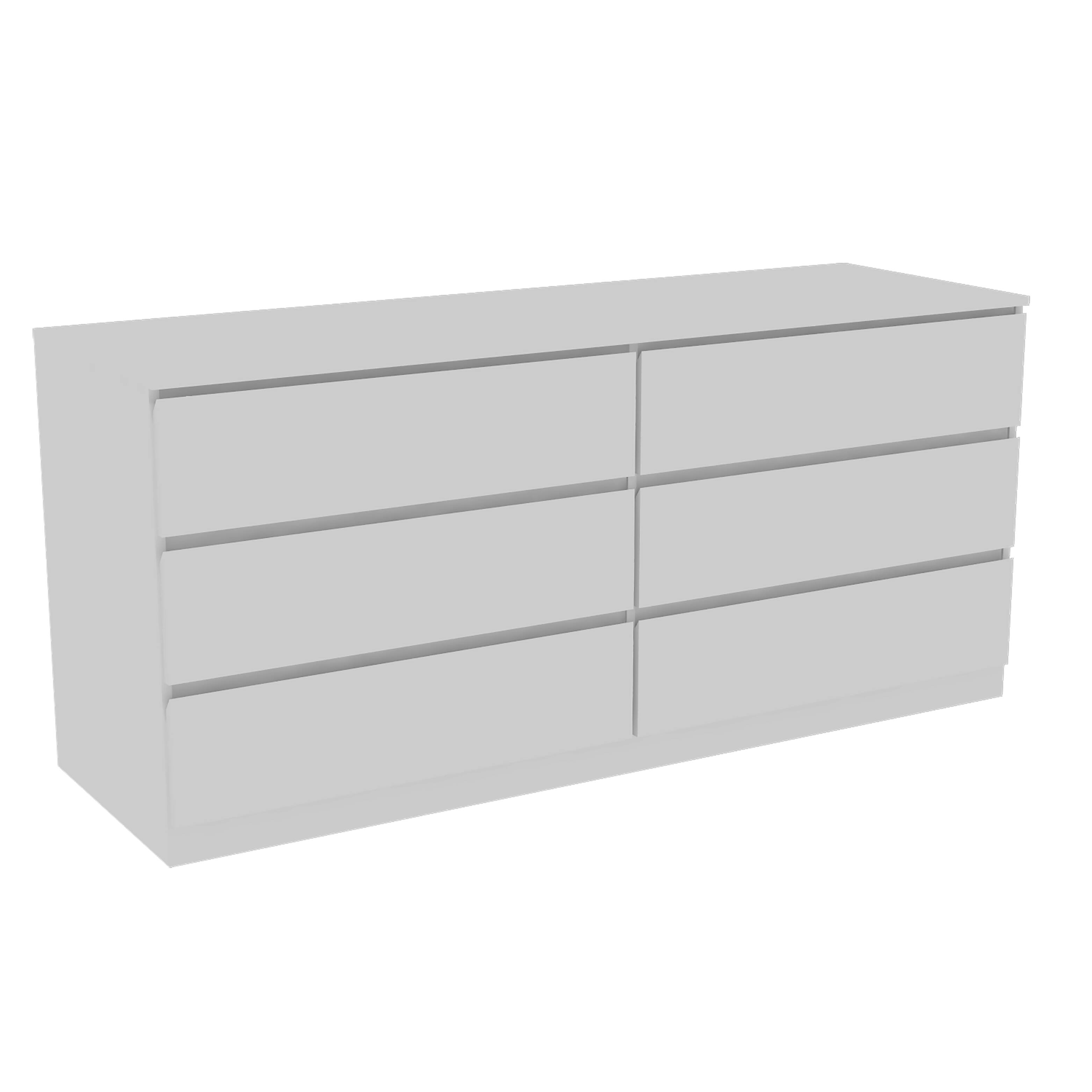 Alt View 2. TuHome - Asteria 6 Drawer Double Dresser, Metal Handles - White.