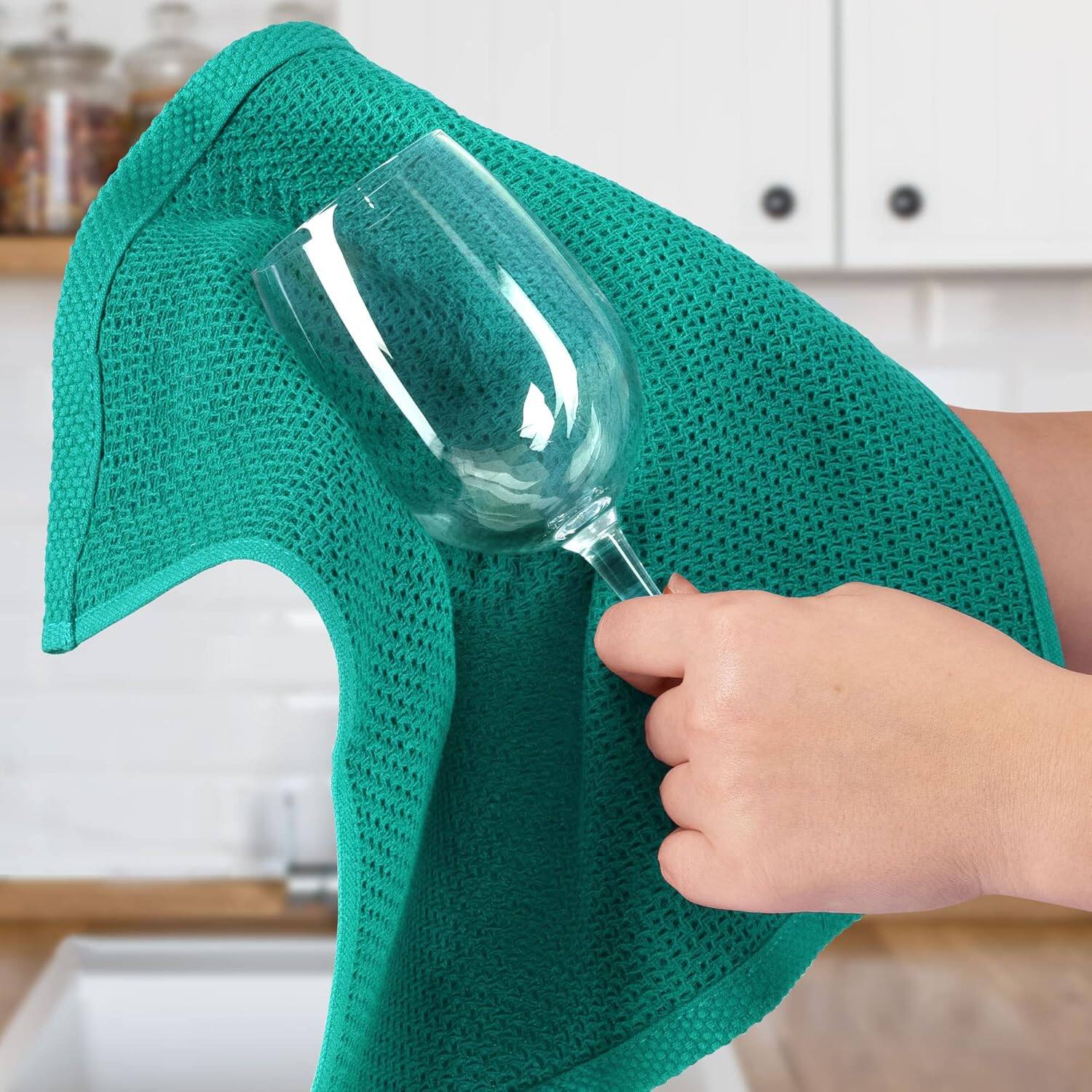 Alt View 1. Zulay Kitchen - Zulay Kitchen Towels 6 Pack 100% Cotton Waffle Weave - 12x12” Super Absorbent Dish Towels for Kitchen - Teal.