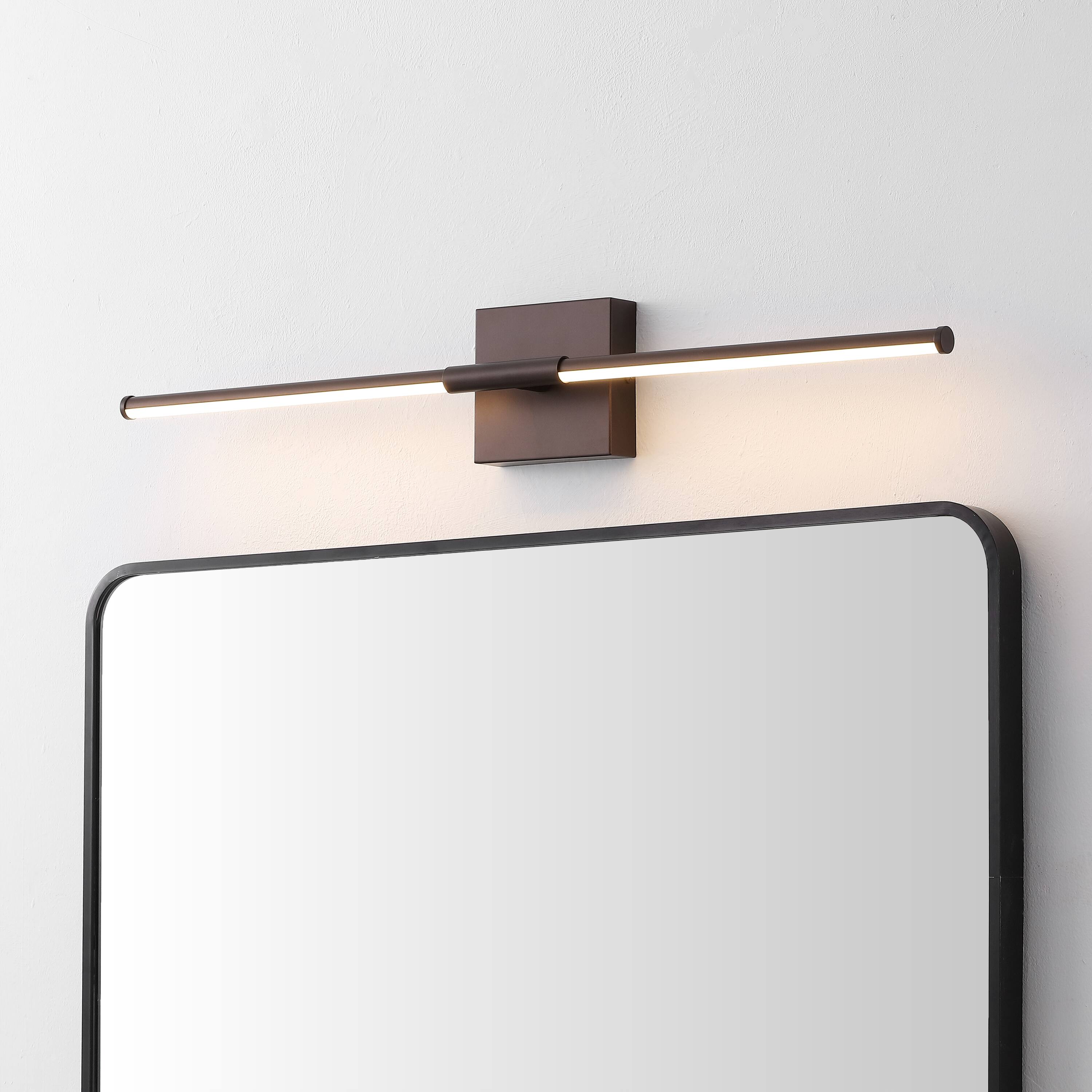 Alt View 1. Jonathan Y - Makena 28" Modern Minimalist Dimmable Integrated LED Metal Wall Sconce, Oil Rubbed Bronze - Oil Rubbed Bronze.