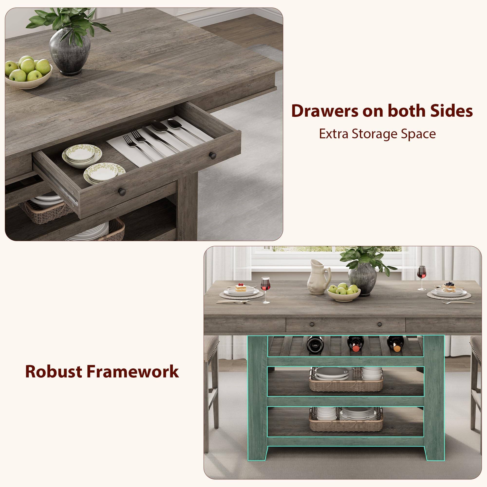 Drawers on both Sides  
Extra Storage Space  

Robust Framework